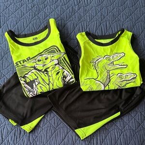 Kid’s Neon Green and Black Tank Top Athletic Sets